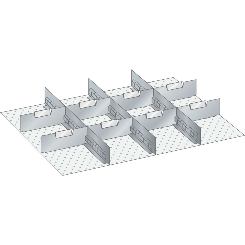 Illustration du produit: Jeu de parois à fentes et de plaquettes de séparation LISTA 36x27E, (lxPxHF) 612x459x75 mm, 3 parois à fentes, 8 plaquettes de séparation