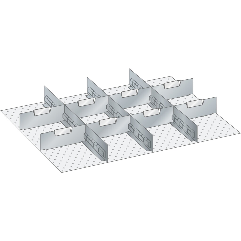 Illustration du produit: Jeu de parois à fentes et de plaquettes de séparation LISTA 36x27E, (lxPxHF) 612x459x75 mm, 3 parois à fentes, 8 plaquettes de séparation
