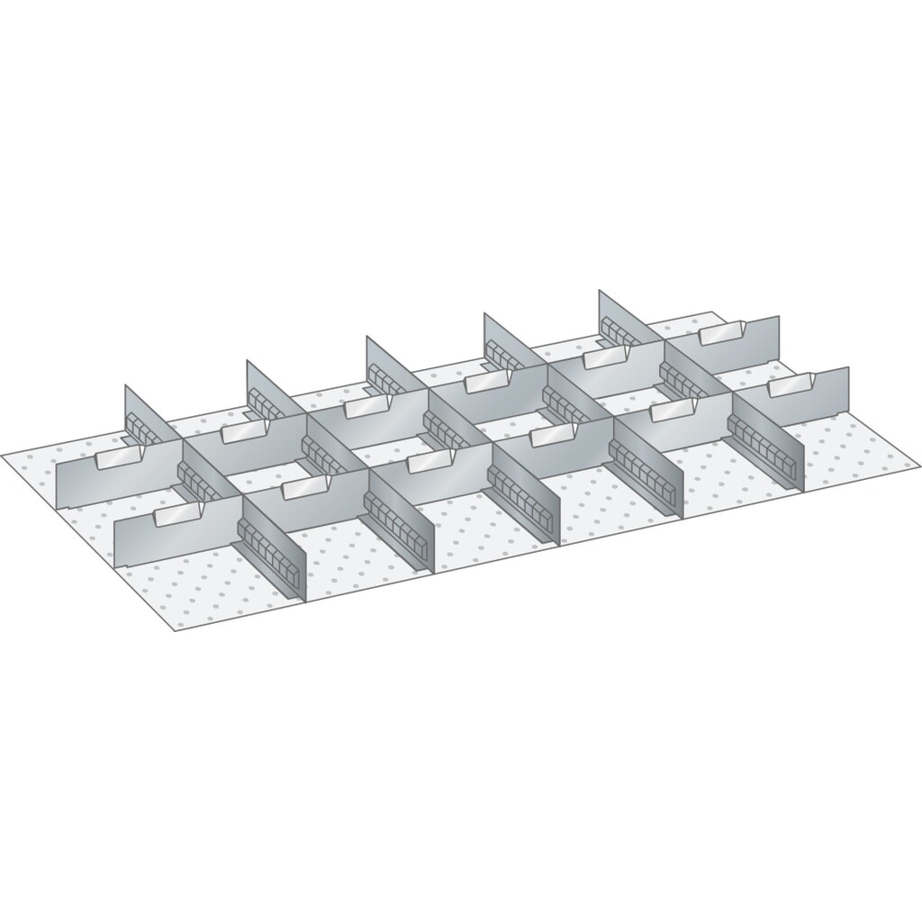 Illustration du produit: Jeu de parois à fentes et de plaquettes de séparation LISTA 54x27E, (lxP) 918x459 mm, 5 parois à fentes, 12 plaquettes de séparation, hauteur de façade 50 mm