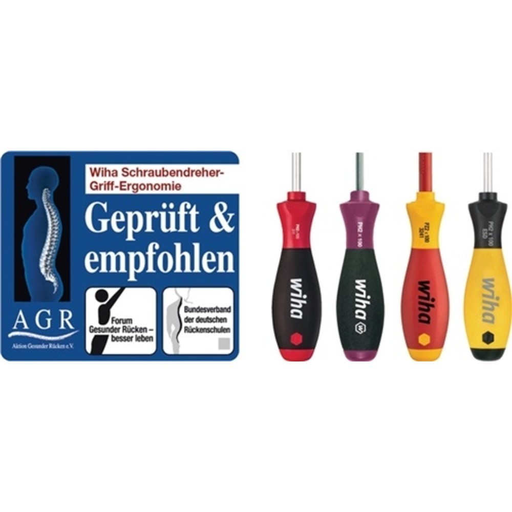 N° de l'image du produit 2 : Jeu de tournevis 302 HK6 SO 6 pièces fente/PH poignées multicomposant lame ronde