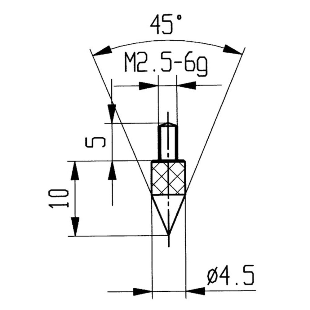 Illustration du produit: KÄFER Messeinsatz, M2,5 Stahl, 45° Kegel, passend zu Messuhren
