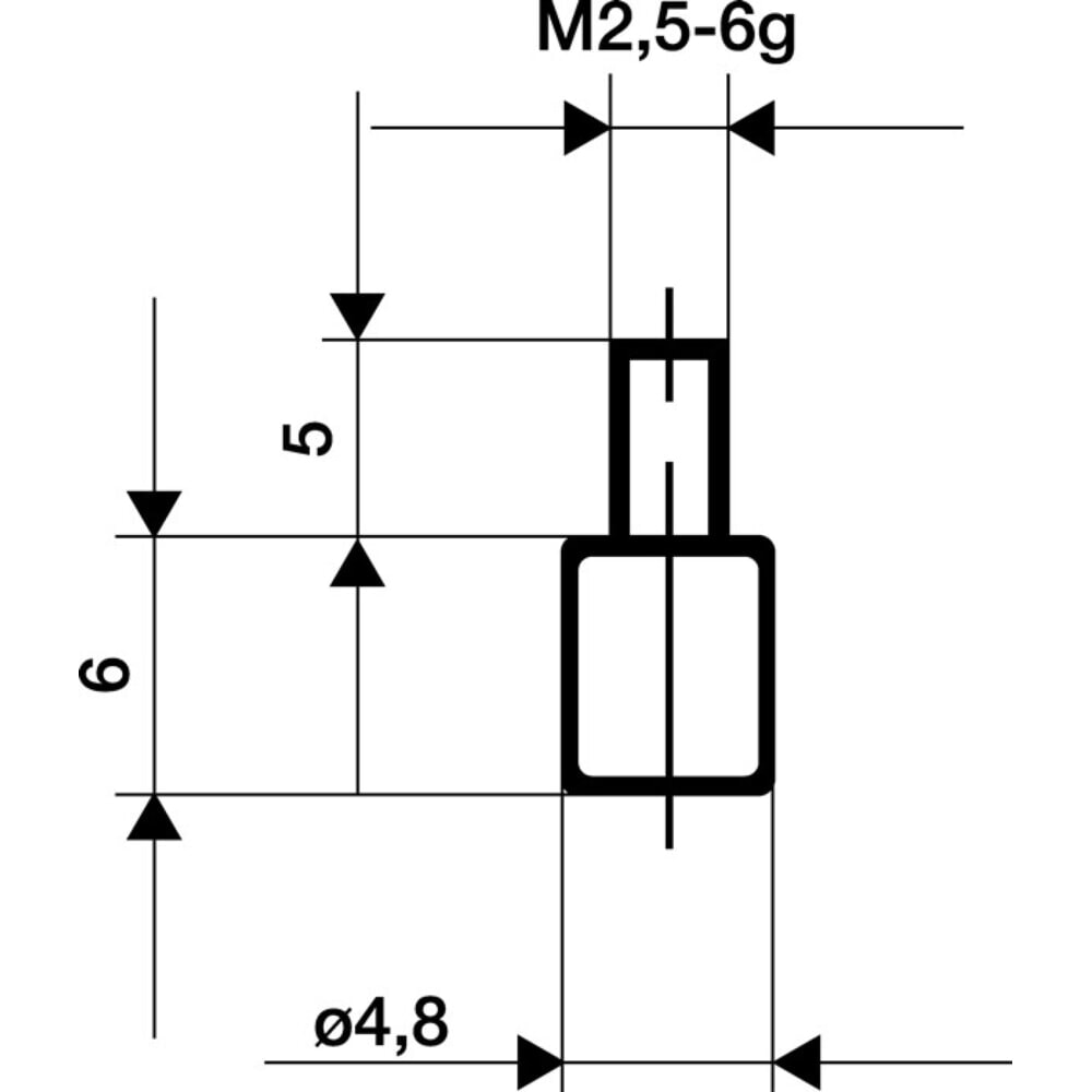 Illustration du produit: KÄFER Messeinsatz, M2,5 Stahl, Ø 4,8 mm plan, passend zu Messuhren