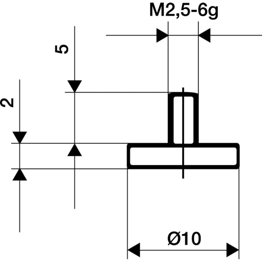 Illustration du produit: KÄFER Messeinsatz, M2,5 Stahl, Ø 10 mm plan, passend zu Messuhren