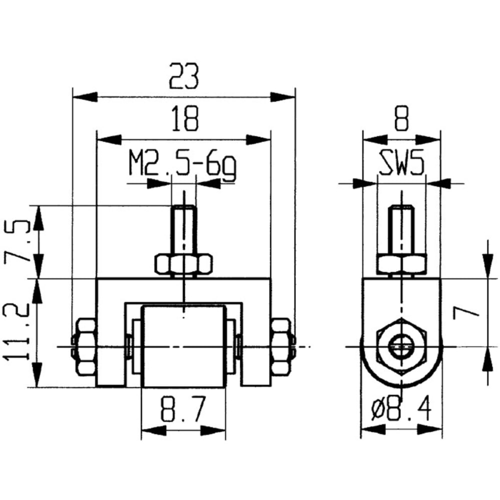 Illustration du produit: KÄFER Messeinsatz, M2,5 Stahl, Ø 8,4 mm Rolle, passend zu Messuhren
