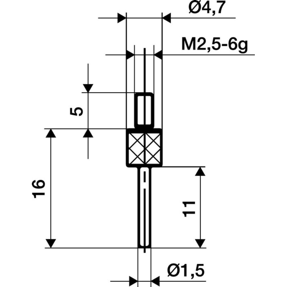 Illustration du produit: KÄFER Messeinsatz, M2,5 Hartmetall, Ø 1,5 mm Länge 11 mm Stift, passend zu Messuhren