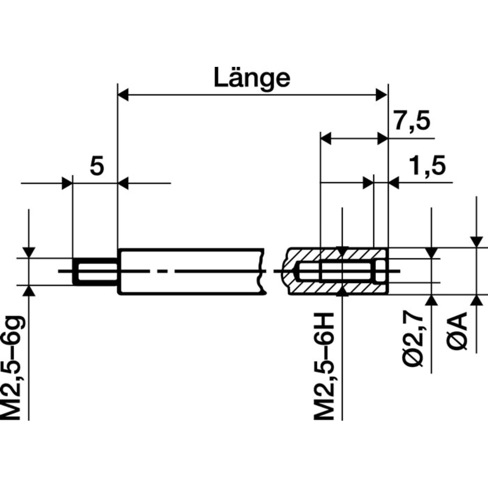 Illustration du produit: KÄFER Verlängerungsstück, passend zu Messuhren, Länge 10 mm Messbolzen-Ø 4 mm