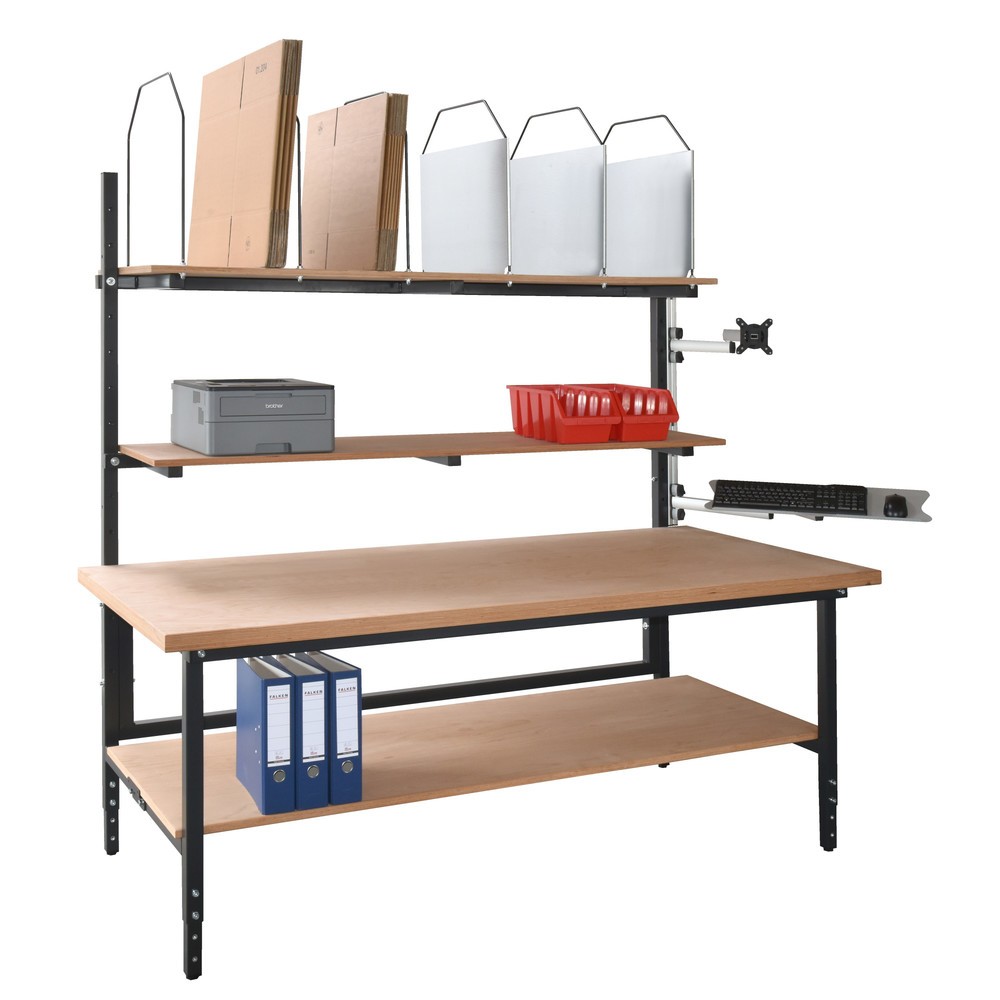 Illustration du produit: DAHMEN Table d’emballage Multiplex réglable manuellement en hauteur, simple face, Kit complet, H x l x P 710-960 x 2 000 x 900 mm