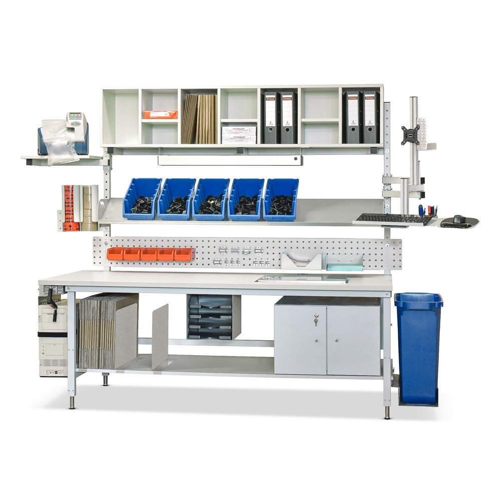 N° de l'image du produit 4 : DAHMEN Table d’emballage Classic réglable manuellement en hauteur, simple face, Kit complet, H x l x P 700-950 x 1 600 x 900 mm