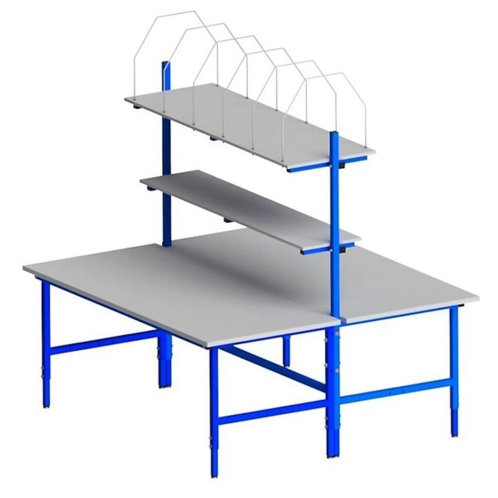 Illustration du produit: DAHMEN Table d’emballage Classic réglable manuellement en hauteur, double face, Kit complet, H x l x P 700-950 x 2 000 x 1.840 mm