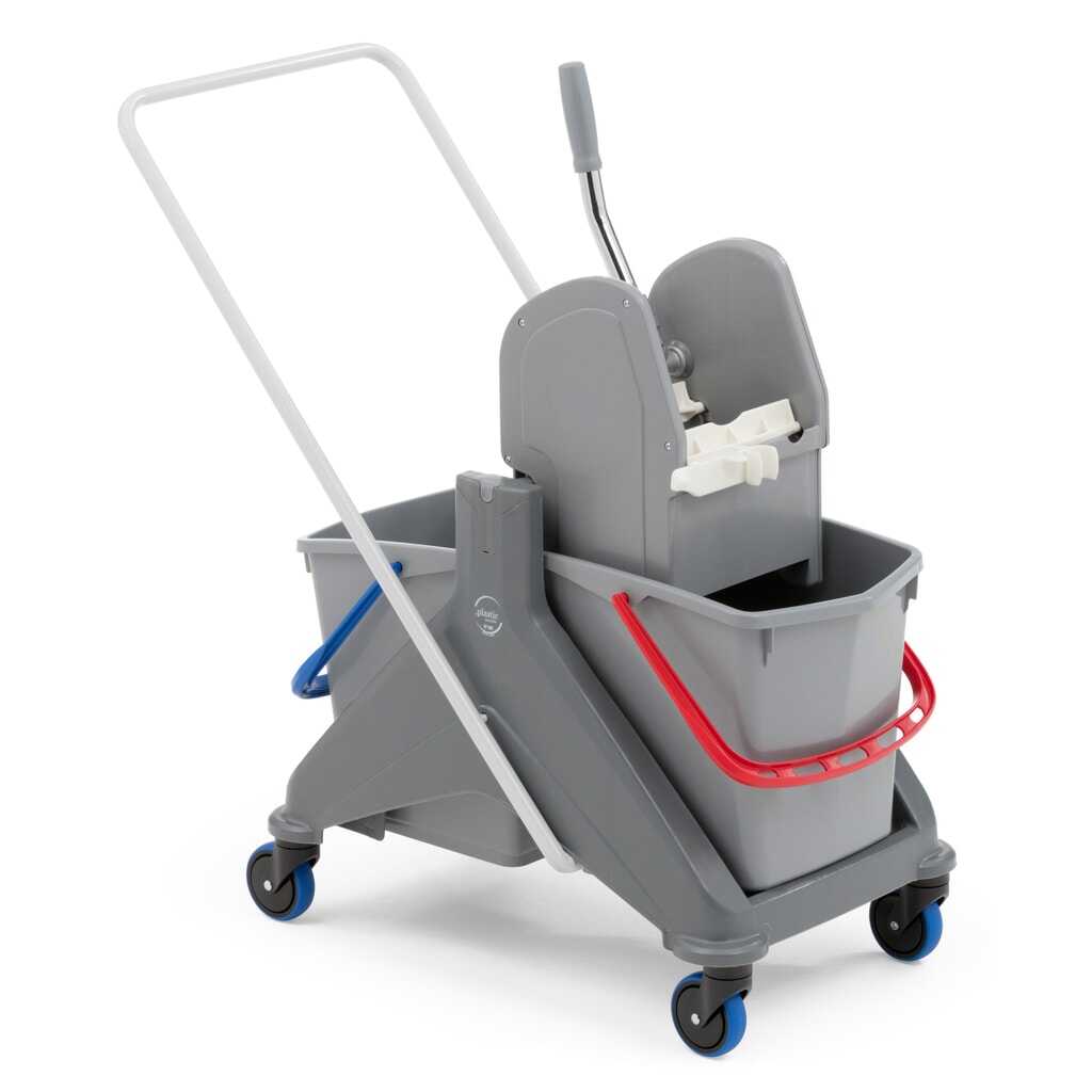 Kit de démarrage professionnel pour chariot de nettoyage Steinbock®, seau double sur roulettes de 2x 15 litres, 5 serpillières en coton de 500 mm, manche chromé en 2 parties, support pliant, 2x chiffons en microfibre et un essuie-vitre combiné N° de l'image du produit 7 : Kit de démarrage professionnel pour chariot de nettoyage Steinbock®, seau double sur roulettes de 2x 15 litres, 5 serpillières en coton de 500 mm, manche chromé en 2 parties, support pliant, 2x chiffons en microfibre et un essuie-vitre combiné