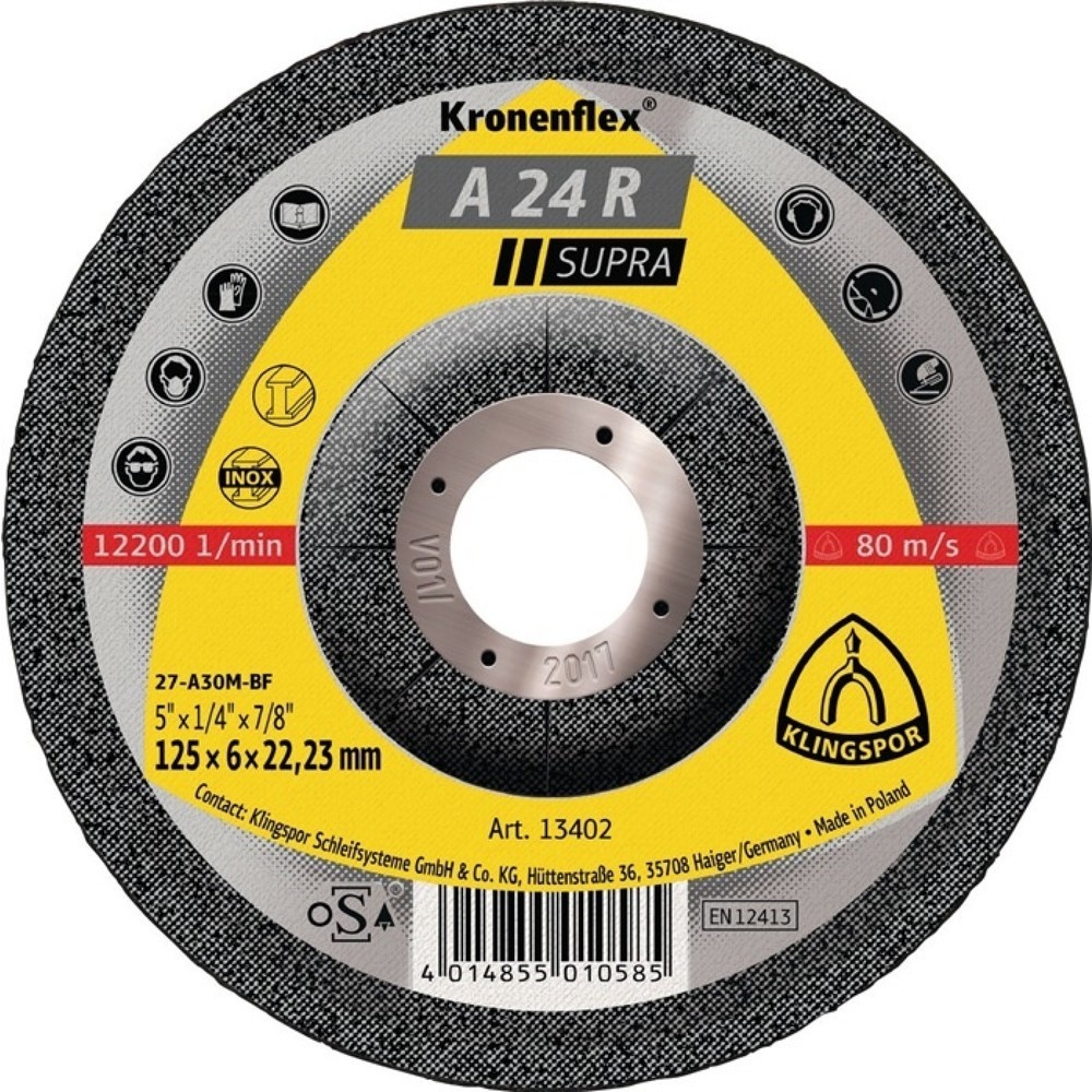 Illustration du produit: Meule à ébarber A 24 R Supra D125xép.4 mm contre-coudé acier perçage 22,23 mm KL