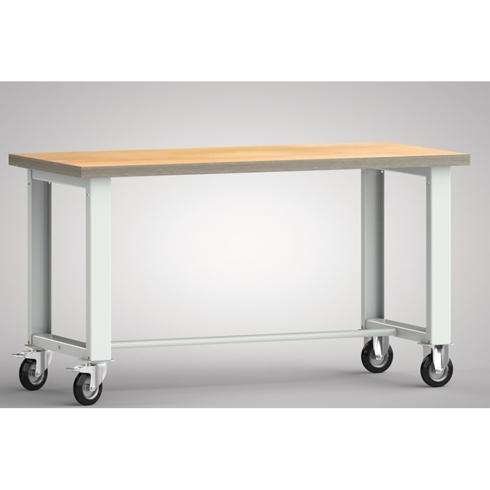 Illustration du produit: KLW-LUTZ Betriebseinrichtungen Werkbank, lichtgrau, RAL 7035, B1500xT700xH840mm Buche Multiplex, Bock-u.Lenkrollen, Vollgummi Ø 125 mm