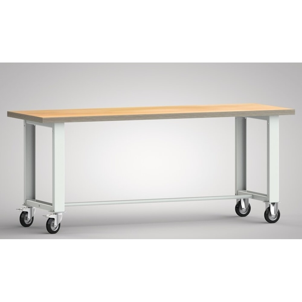 Illustration du produit: KLW-LUTZ Betriebseinrichtungen Werkbank, lichtgrau, RAL 7035, B2000xT700xH840mm Buche Multiplex, Bock-u.Lenkrollen, Vollgummi Ø 125 mm