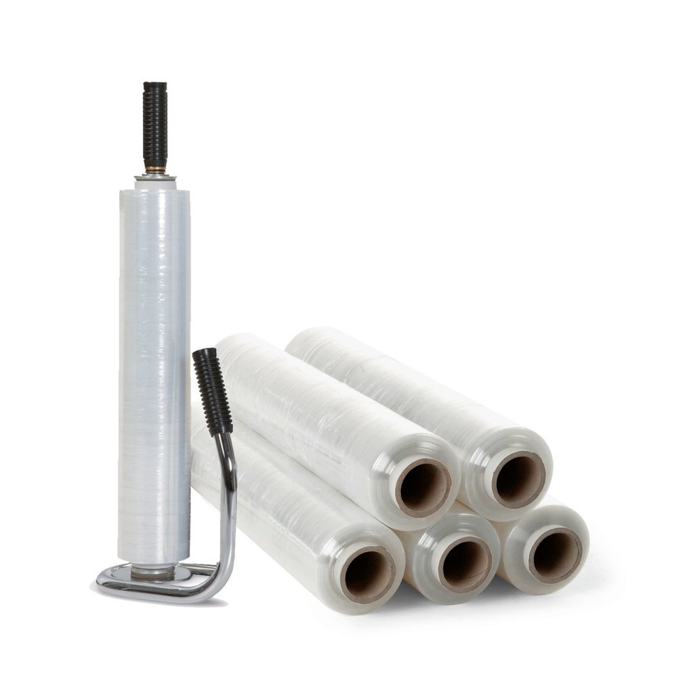 Illustration du produit: Kit complet de film étirable professionnel, comprenant 6 rouleaux de 300 m chacun, transparent