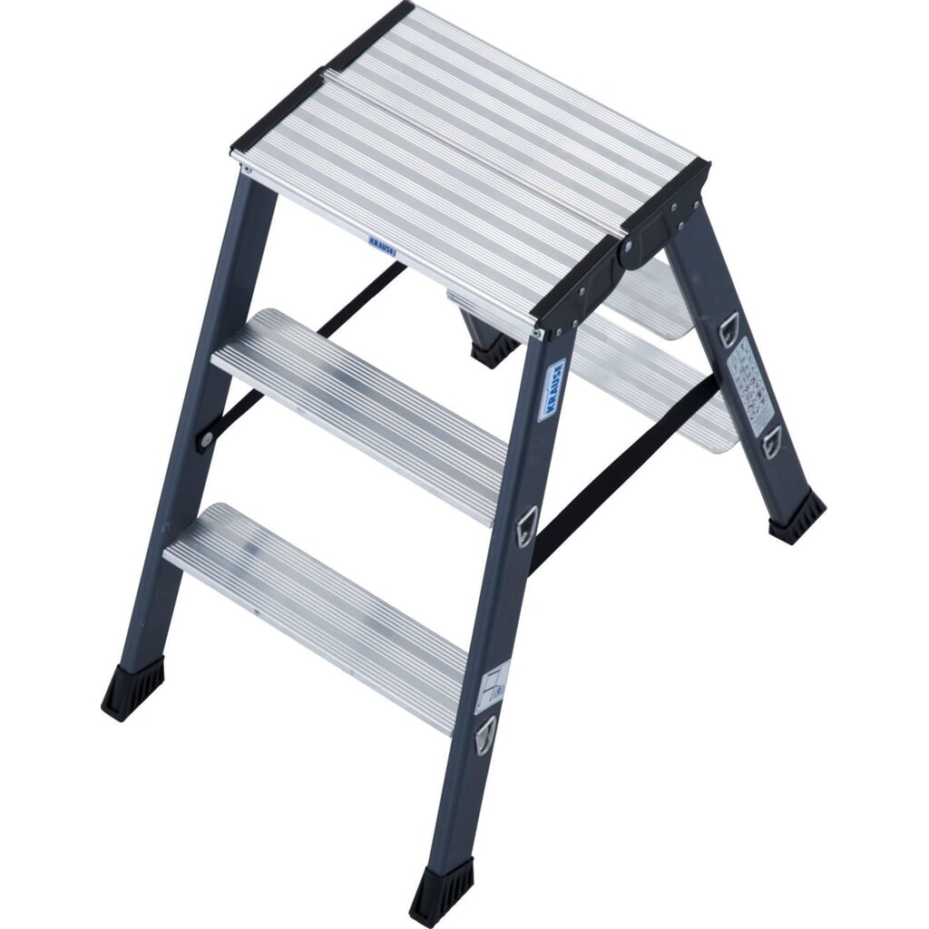 KRAUSE® Escabeau double à marches SePro D, anodisé 2x3 marches N° de l'image du produit 1 : KRAUSE® Escabeau double à marches SePro D, anodisé 2x3 marches