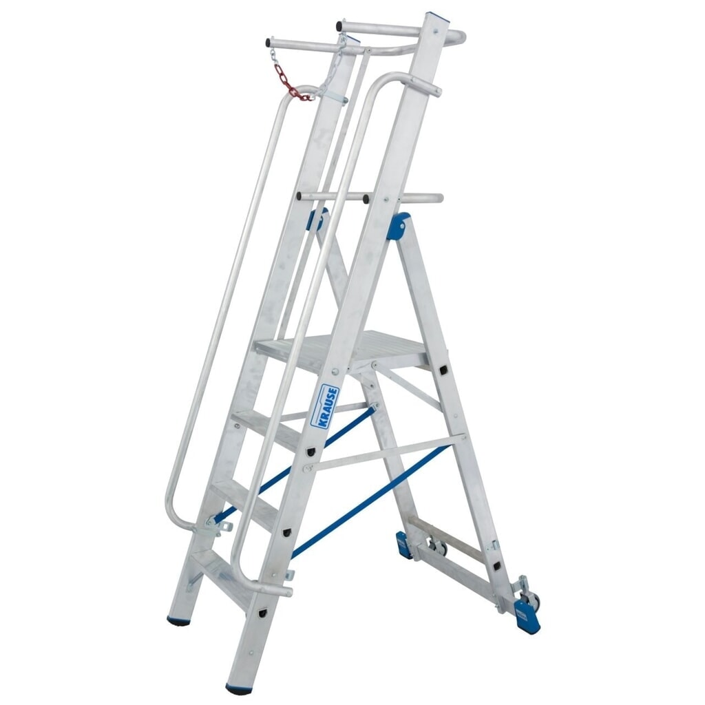 KRAUSE® Escabeau double à marches STABILO avec grande plateforme, arceau de sécurité et chaîne 1x4 marches N° de l'image du produit 2 : KRAUSE® Escabeau double à marches STABILO avec grande plateforme, arceau de sécurité et chaîne 1x4 marches
