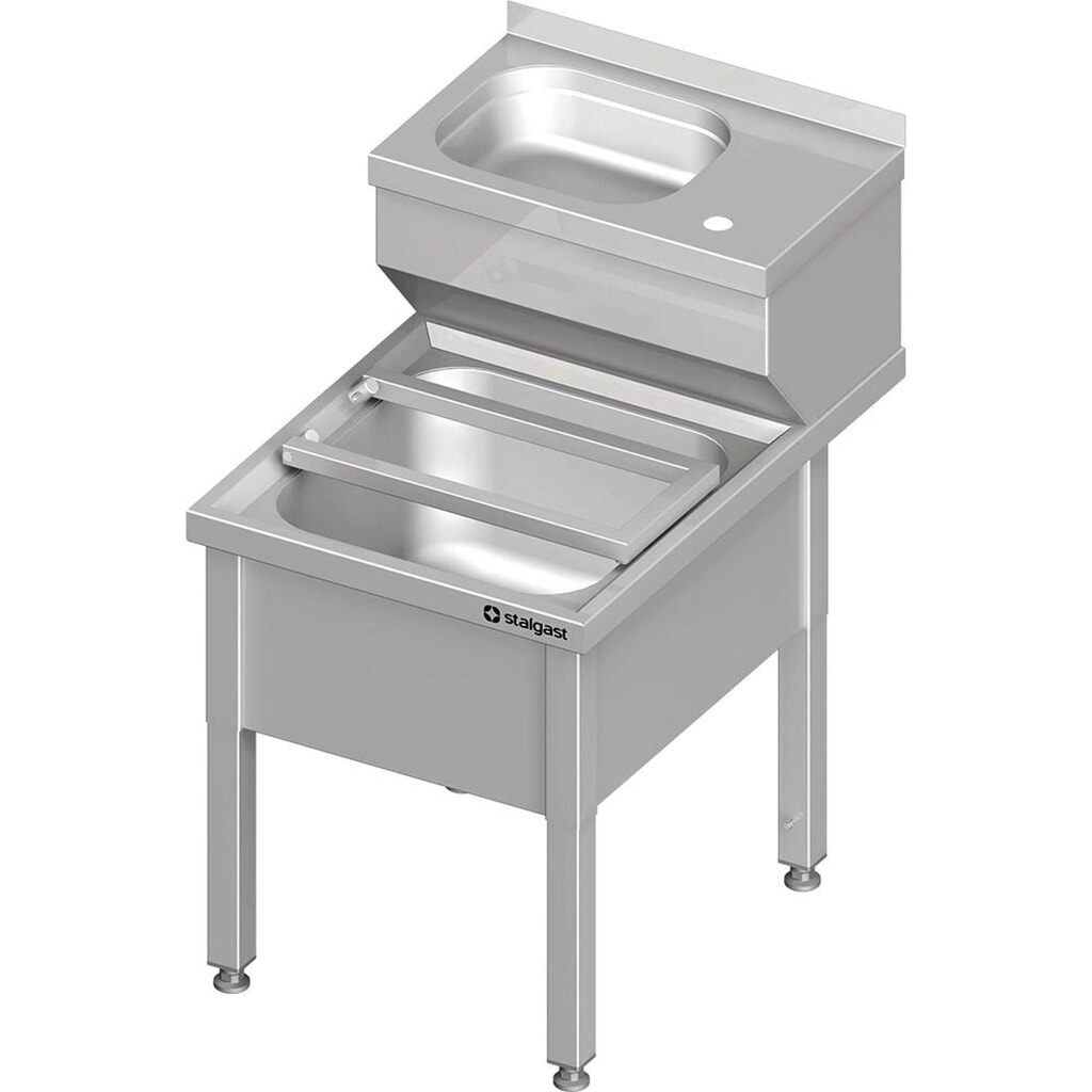 Illustration du produit: Lavabo combiné avec bac de rinçage Stalgast, avec rebord, 500x600x850 mm