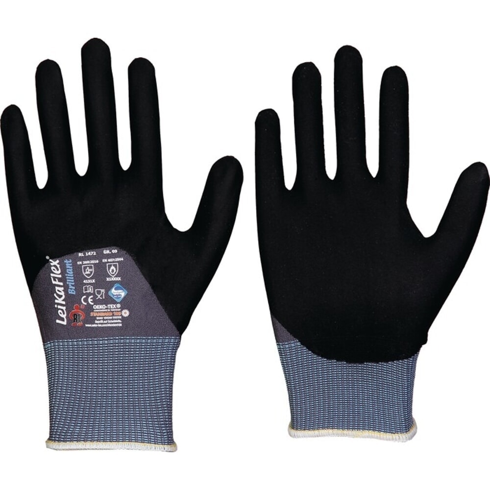Illustration du produit: LEIPOLD Handschuhe LeikaFlex® Brilliant, PSA-Kategorie II, Größe 9 grau/schwarz, 12 Paar