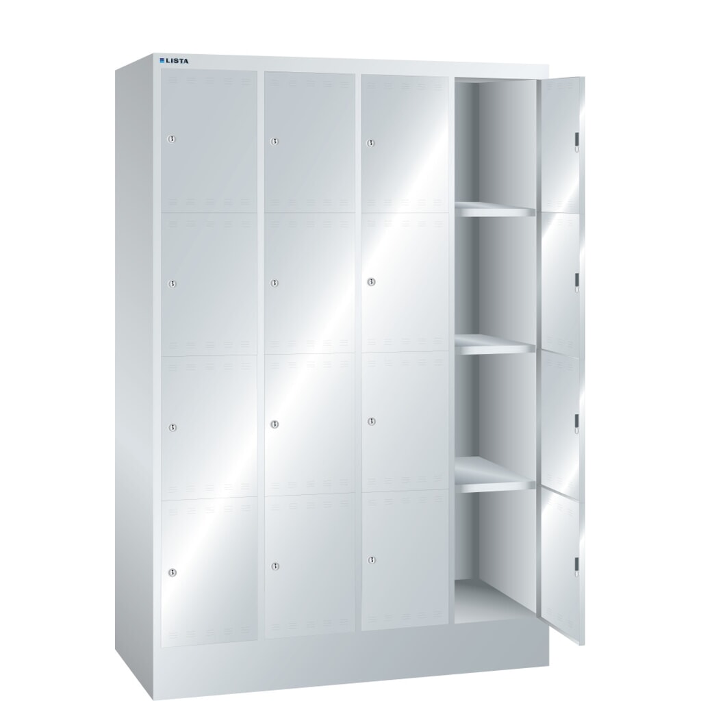 LISTA Armoire à casiers, (lxPxH) 1 200x500x1 795 mm, 4x4 casiers, serrure à cylindre Illustration du produit: LISTA Armoire à casiers, (lxPxH) 1 200x500x1 795 mm, 4x4 casiers, serrure à cylindre