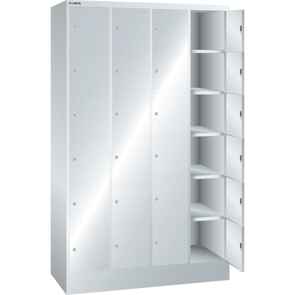 LISTA Armoire à casiers, (lxPxH) 1 200x500x1 995 mm, 4x6 casiers, dispositif de fermeture Illustration du produit: LISTA Armoire à casiers, (lxPxH) 1 200x500x1 995 mm, 4x6 casiers, dispositif de fermeture