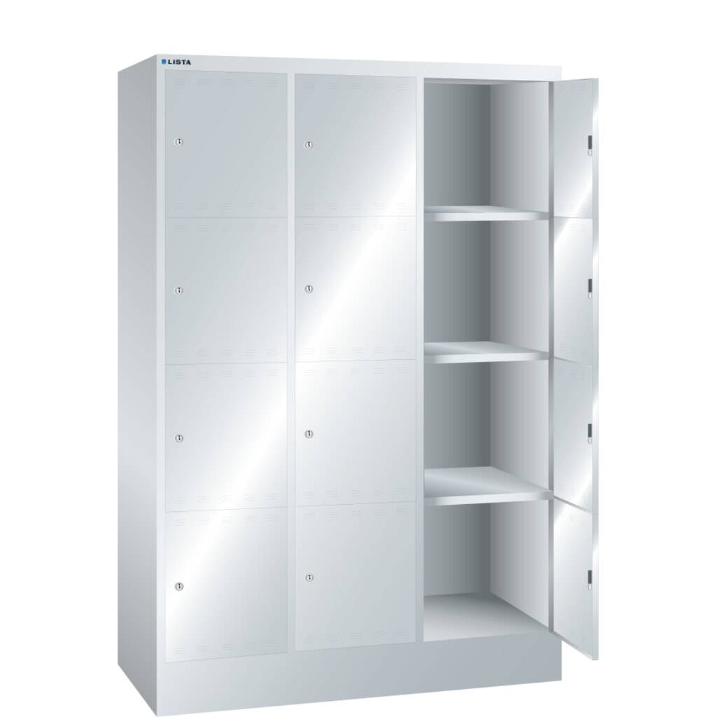 LISTA Armoire à casiers, (lxPxH) 1 205x500x1 795 mm, 3x4 casiers, dispositif de fermeture