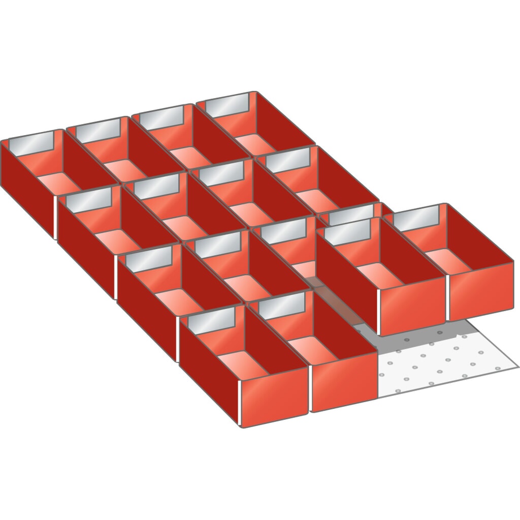 Jeu de bacs en plastique LISTA 18x36E, (lxP) 306x612 mm, 16 pièces, hauteur de façade 50 mm Illustration du produit: Jeu de bacs en plastique LISTA 18x36E, (lxP) 306x612 mm, 16 pièces, hauteur de façade 50 mm