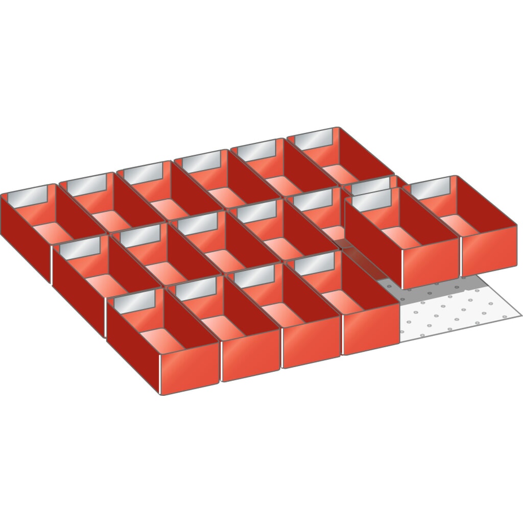 Jeu de bacs en plastique LISTA 27x27E, (lxP) 459x459 mm, 18 pièces, hauteur de façade 50 mm Illustration du produit: Jeu de bacs en plastique LISTA 27x27E, (lxP) 459x459 mm, 18 pièces, hauteur de façade 50 mm