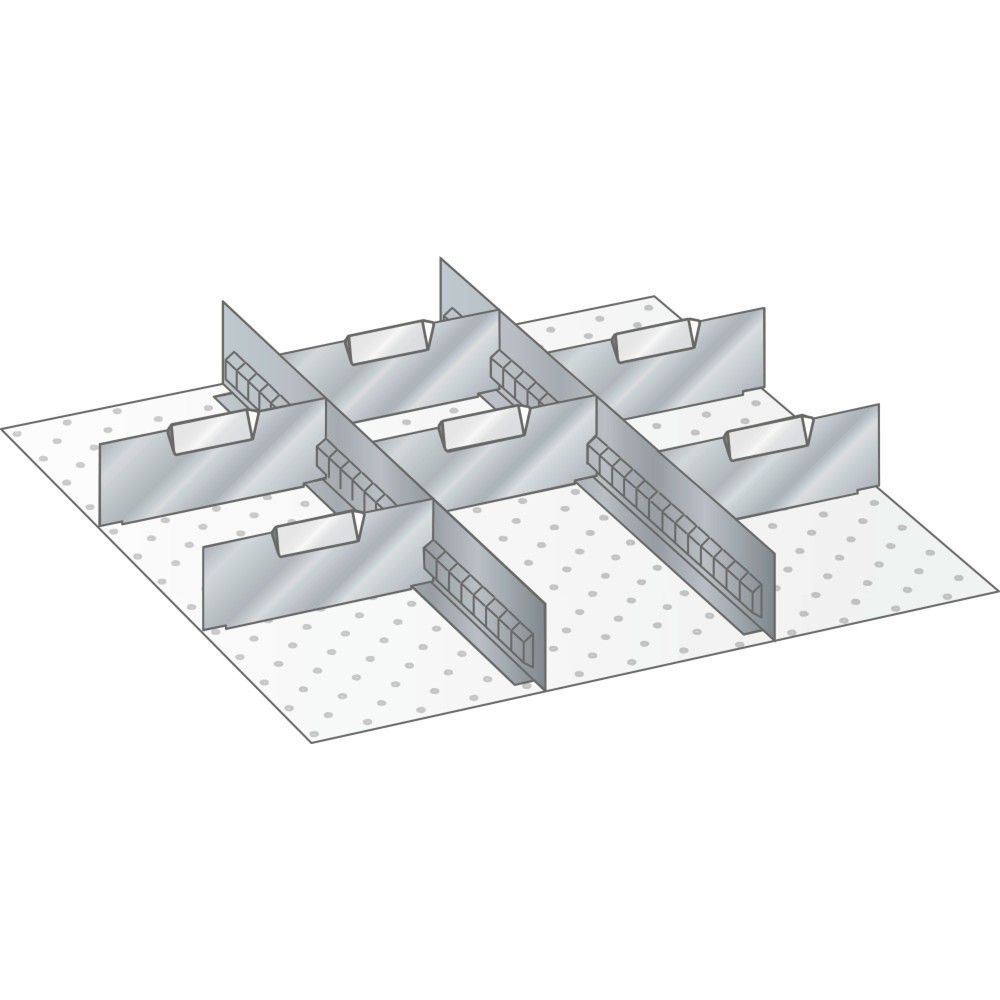 Illustration du produit: Jeu de parois à fentes et de plaquettes de séparation LISTA, (lxP) 459x510 mm, 2 parois à fentes, 6 plaquettes de séparation, hauteur de façade 75 mm