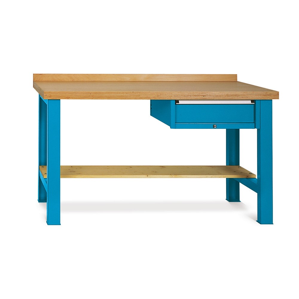 Illustration du produit: LOKOMA établi pour charges lourdes Premium, 1 tiroir, tablette, capacité de charge 800 kg, H x l x P 850 mm x 1 500 mm x 700 mm, gris noir
