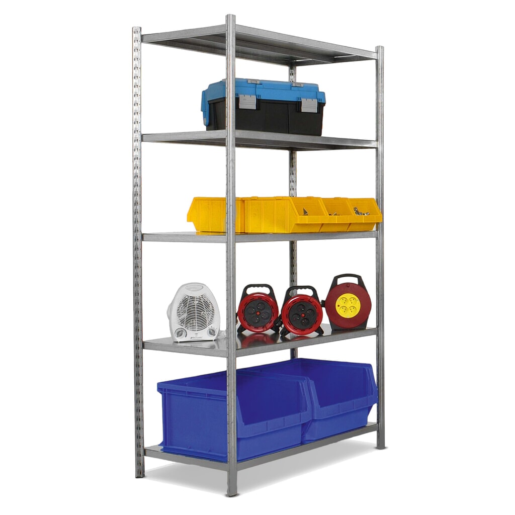 Illustration du produit: ManOrga Rayonnage à tablettes gris graphite / gris clair avec 5 tablettes en panneau aggloméré, charge par tablette 216 kg, HxlxP 2 000 x 1 040 x 500 mm