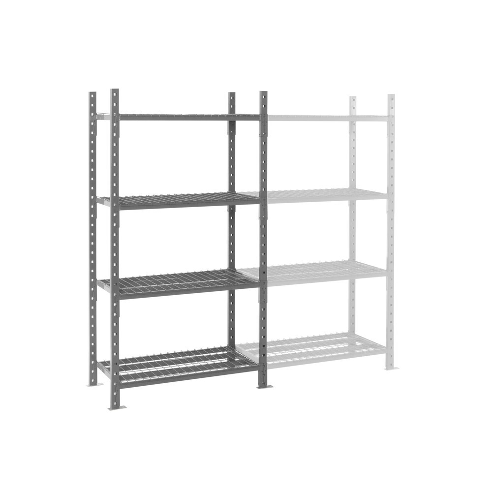 Illustration du produit: ManOrga Rayonnage à tablettes gris graphite avec tablettes grillagées, charge par tablette 500 kg, HxlxP 2 000 x 1 050 x 510 mm
