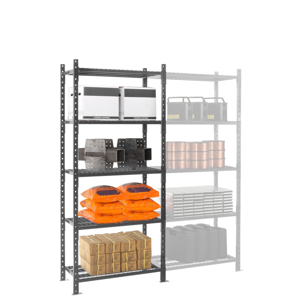 N° de l'image du produit 5 : ManOrga Rayonnage à tablettes gris graphite avec tablettes grillagées, charge par tablette 500 kg, HxlxP 2 000 x 1 050 x 510 mm