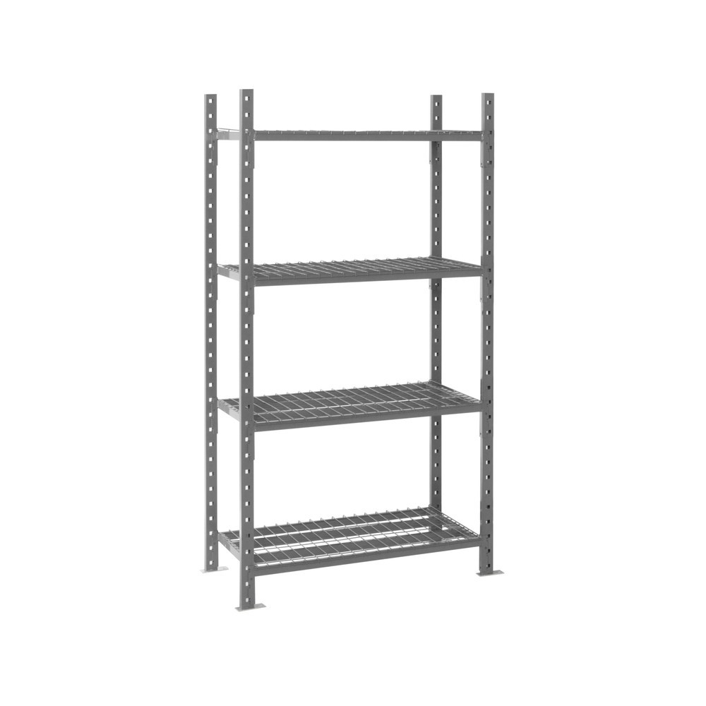 N° de l'image du produit 8 : ManOrga Rayonnage à tablettes gris graphite avec tablettes grillagées, charge par tablette 500 kg, HxlxP 2 000 x 1 050 x 510 mm