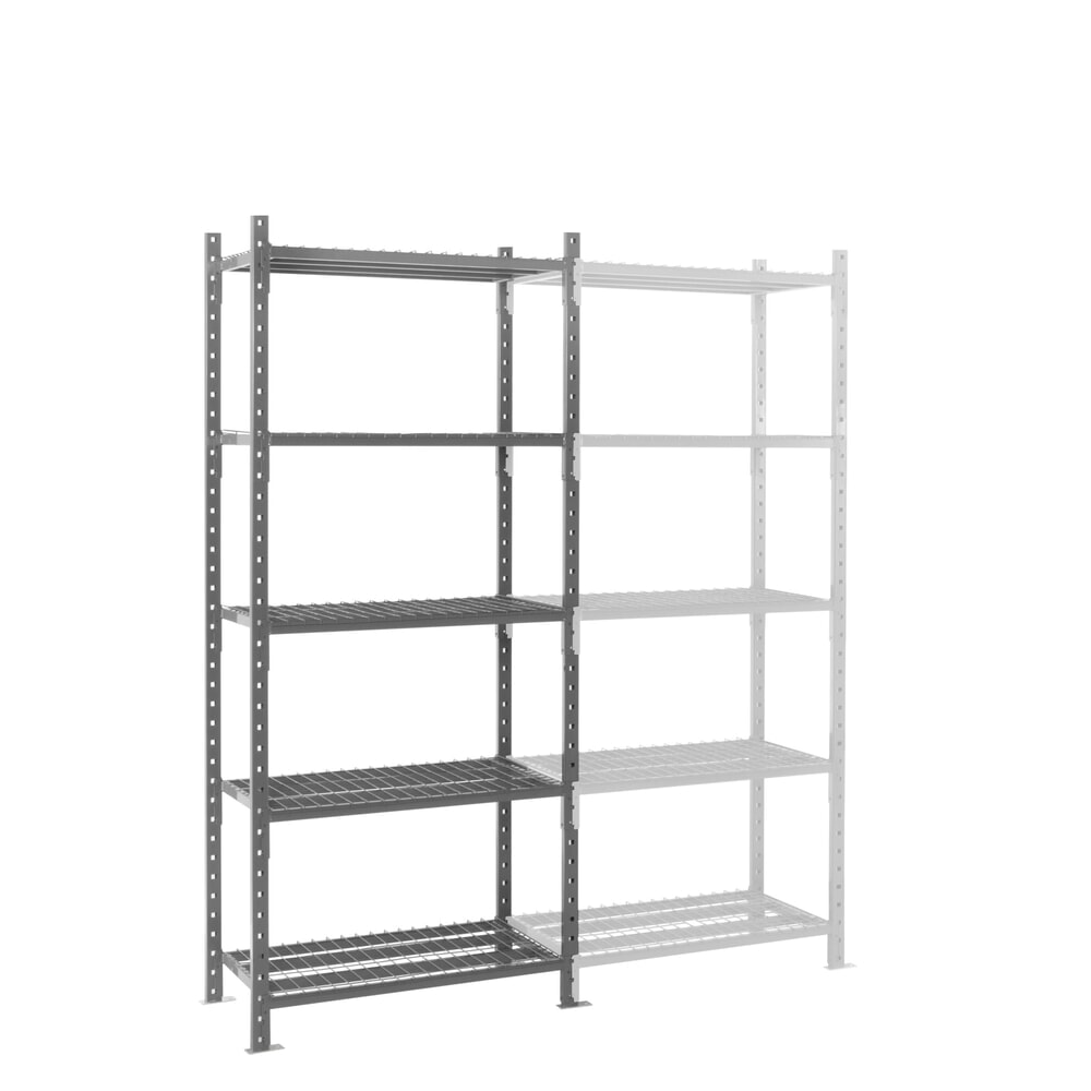 N° de l'image du produit 6 : ManOrga Rayonnage à tablettes gris graphite avec tablettes grillagées, charge par tablette 500 kg, HxlxP 2 500 x 1 050 x 510 mm