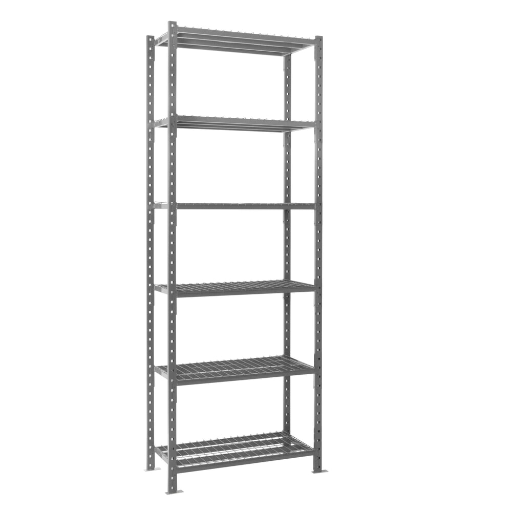 N° de l'image du produit 6 : ManOrga Rayonnage à tablettes gris graphite avec tablettes grillagées, charge par tablette 500 kg, HxlxP 3 000 x 1 050 x 510 mm