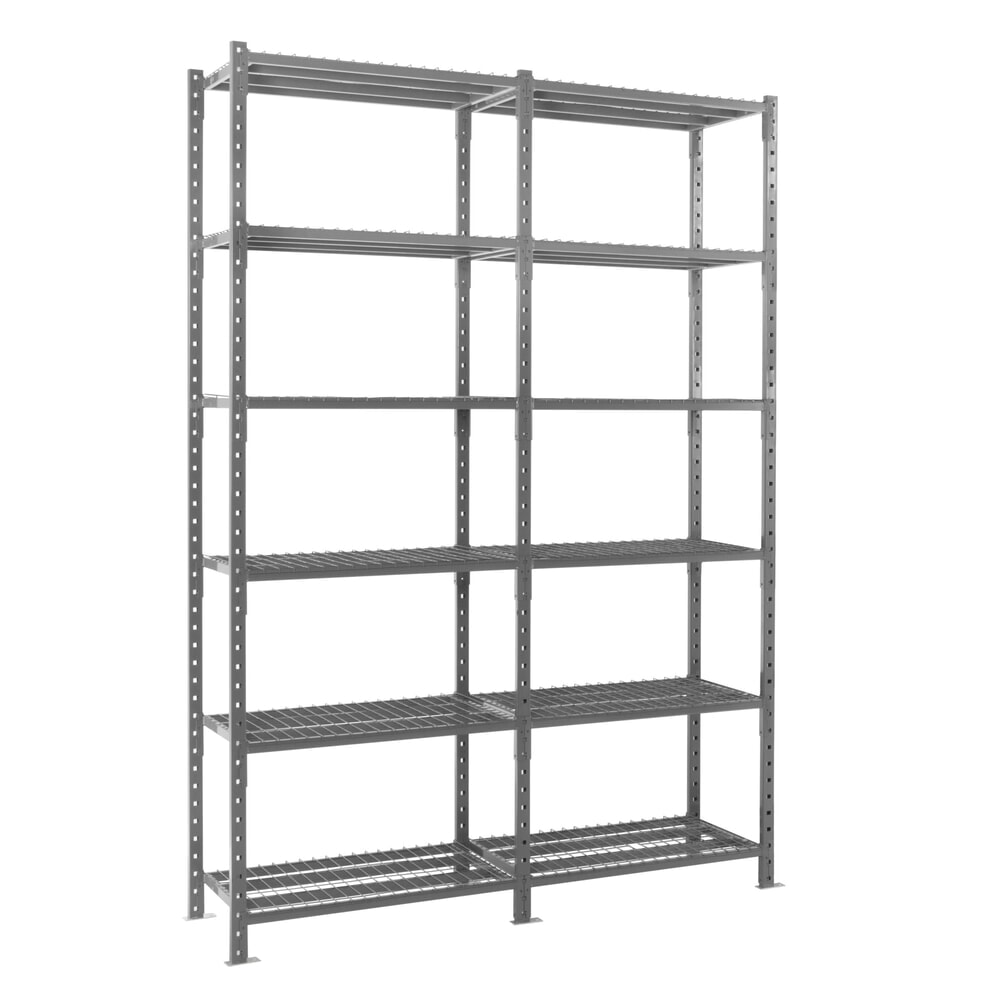 N° de l'image du produit 7 : ManOrga Rayonnage à tablettes gris graphite avec tablettes grillagées, charge par tablette 500 kg, HxlxP 3 000 x 1 050 x 510 mm