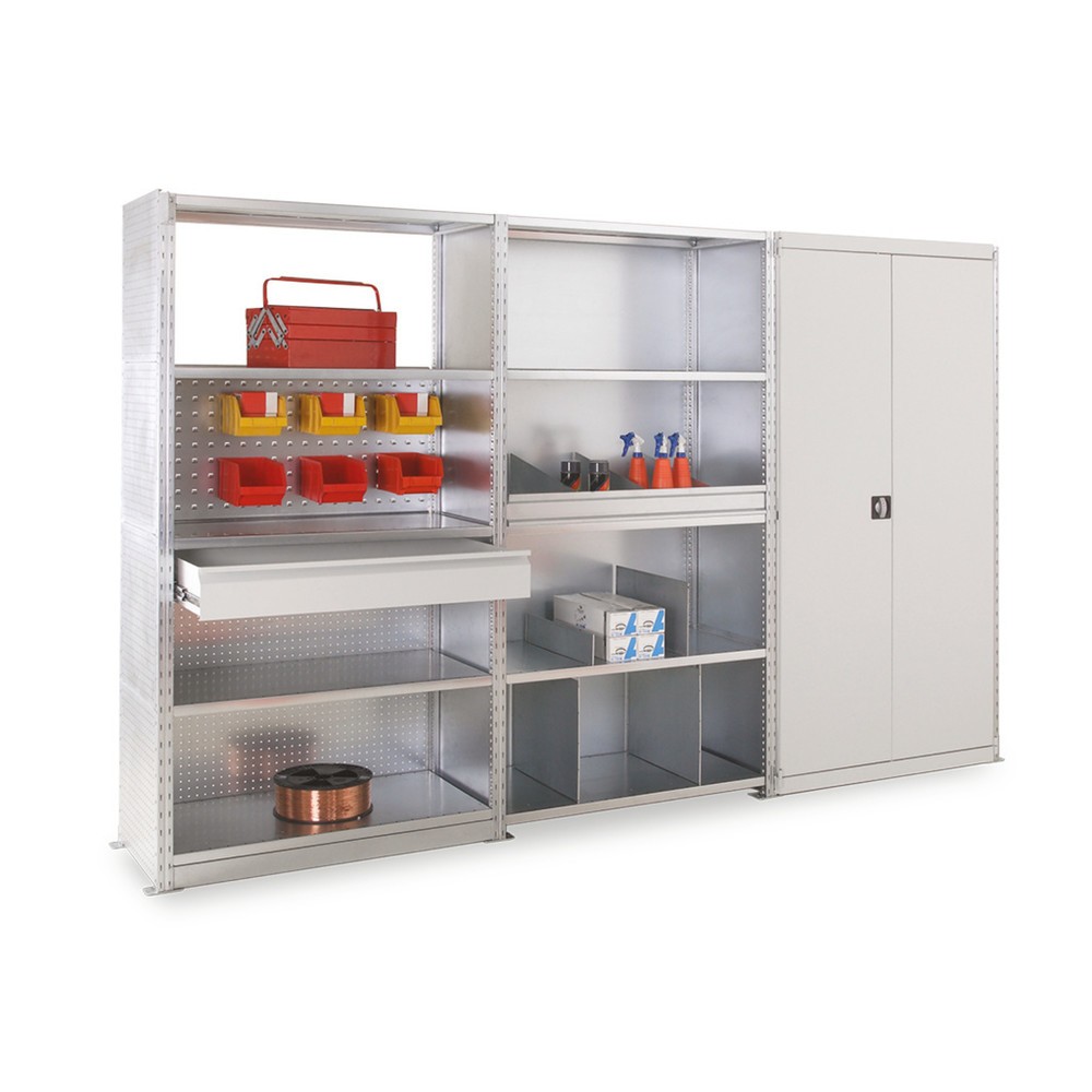 N° de l'image du produit 11 : ManOrga Rayonnage à tablettes, TA, avec tablettes en panneaux d'acier, FL 350 kg, galvanisé, H x l x P 2 000 x 1 000 x 400 mm