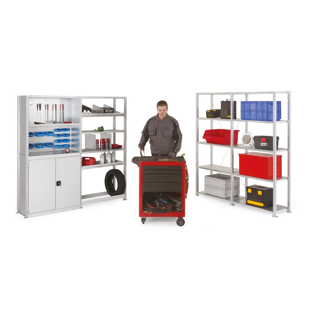 N° de l'image du produit 12 : ManOrga Rayonnage à tablettes, TA, avec tablettes en panneaux d'acier, FL 350 kg, galvanisé, H x l x P 2 000 x 1 000 x 400 mm