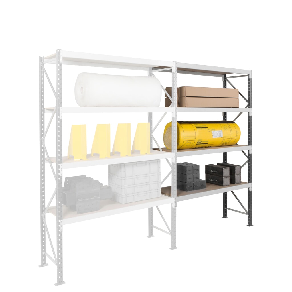 N° de l'image du produit 7 : ManOrga Rayonnage grande portée, avec panneaux en acier, TB, H x l x P 2 500 x 1 800 x 600 mm