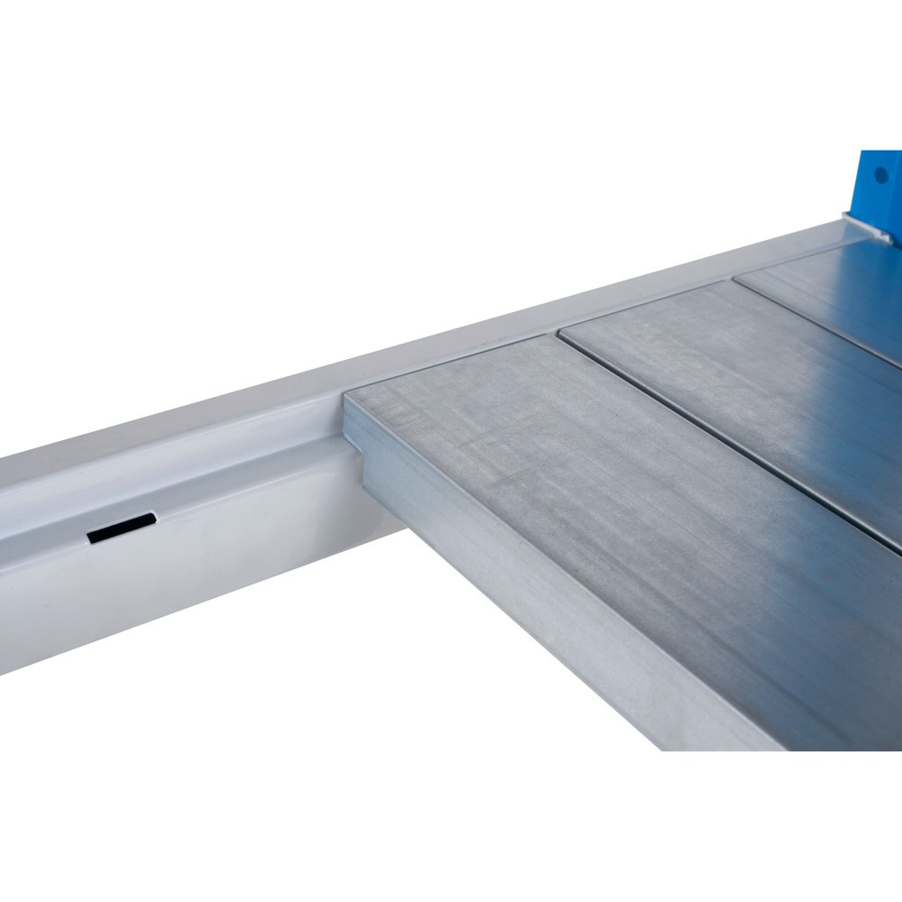 Illustration du produit: ManOrga Tablette pour rayonnage grande portée, avec panneaux en acier, bleu ciel/gris clair, lxP 1 250 x 600 mm