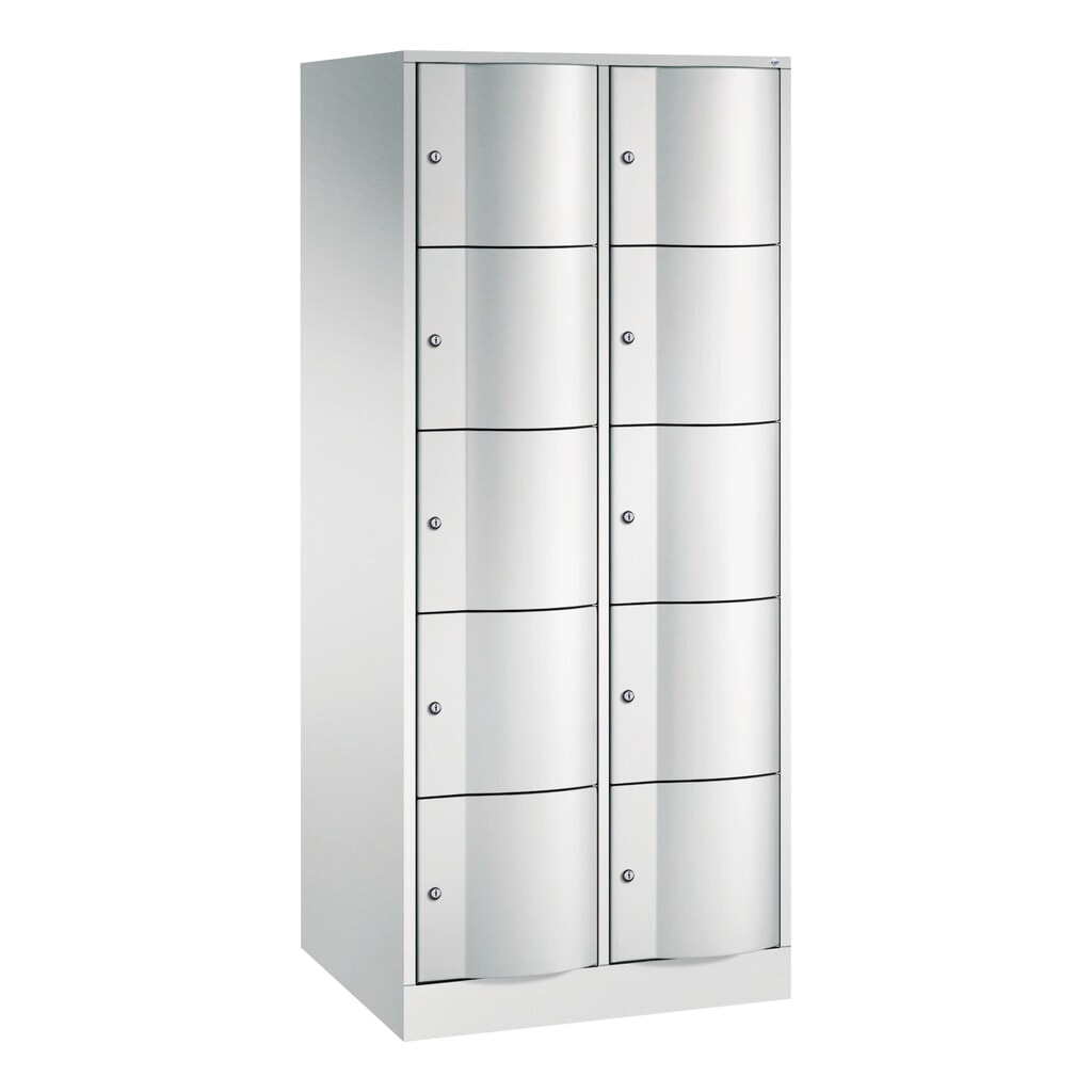 Meuble coffre-fort C+P avec portes « anti-vandalisme », 2 x 5 compartiments, H x l x P 1 950 x 770 x 640 mm, gris clair, gris clair Illustration du produit: Meuble coffre-fort C+P avec portes « anti-vandalisme », 2 x 5 compartiments, H x l x P 1 950 x 770 x 640 mm, gris clair, gris clair