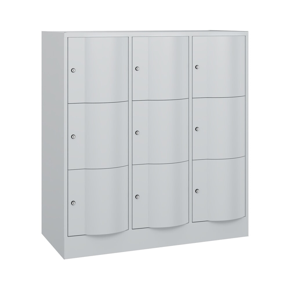 N° de l'image du produit 1 : Meuble coffre-fort C+P avec portes « anti-vandalisme », 3 x 3 compartiments, H x l x P 1 225 x 1 150 x 540 mm, gris clair, gris clair