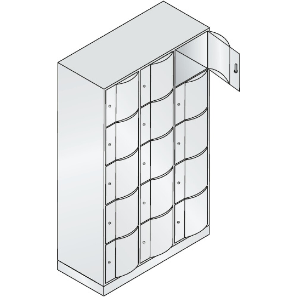 N° de l'image du produit 3 : Meuble coffre-fort C+P avec portes « anti-vandalisme », 3 x 5 compartiments, H x l x P 1 950 x 1 150 x 540 mm, gris clair, gris clair