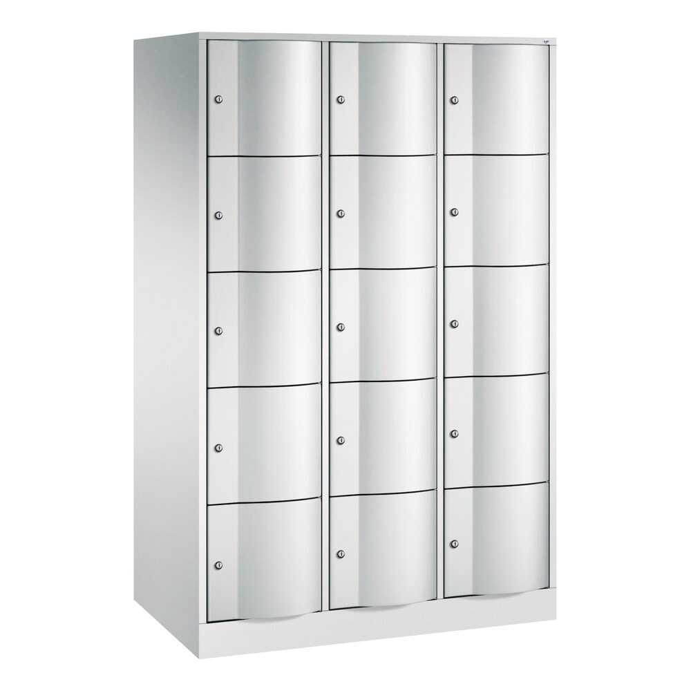 N° de l'image du produit 1 : Meuble coffre-fort C+P avec portes « anti-vandalisme », 3 x 5 compartiments, H x l x P 1 950 x 1 150 x 640 mm, gris clair, gris clair