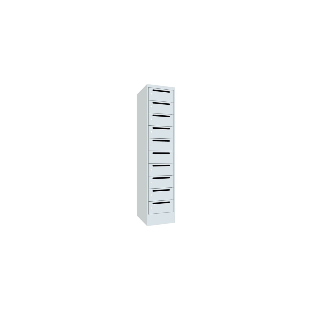 N° de l'image du produit 2 : Meuble de tri du courrier PAVOY, 1 x 10 compartiments, H x l x P 1 850 x 430 x 500 mm, gris clair, gris clair