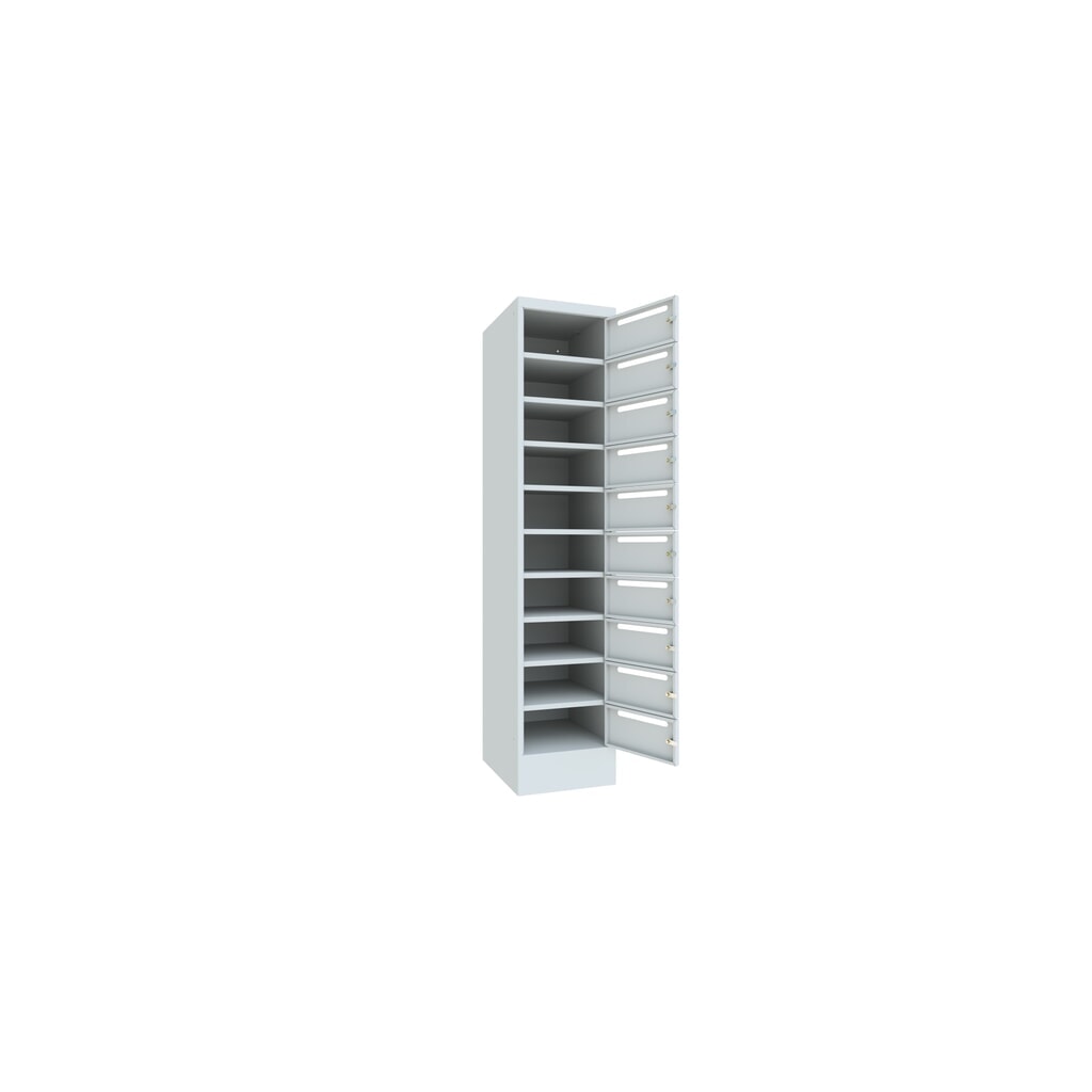 N° de l'image du produit 3 : Meuble de tri du courrier PAVOY, 1 x 10 compartiments, H x l x P 1 850 x 430 x 500 mm, gris clair, gris clair
