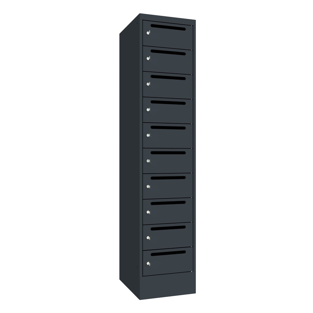 Meuble de tri du courrier PAVOY, 1 x 10 compartiments, H x l x P 1 850 x 430 x 500 mm, gris anthracite, gris anthracite Illustration du produit: Meuble de tri du courrier PAVOY, 1 x 10 compartiments, H x l x P 1 850 x 430 x 500 mm, gris anthracite, gris anthracite