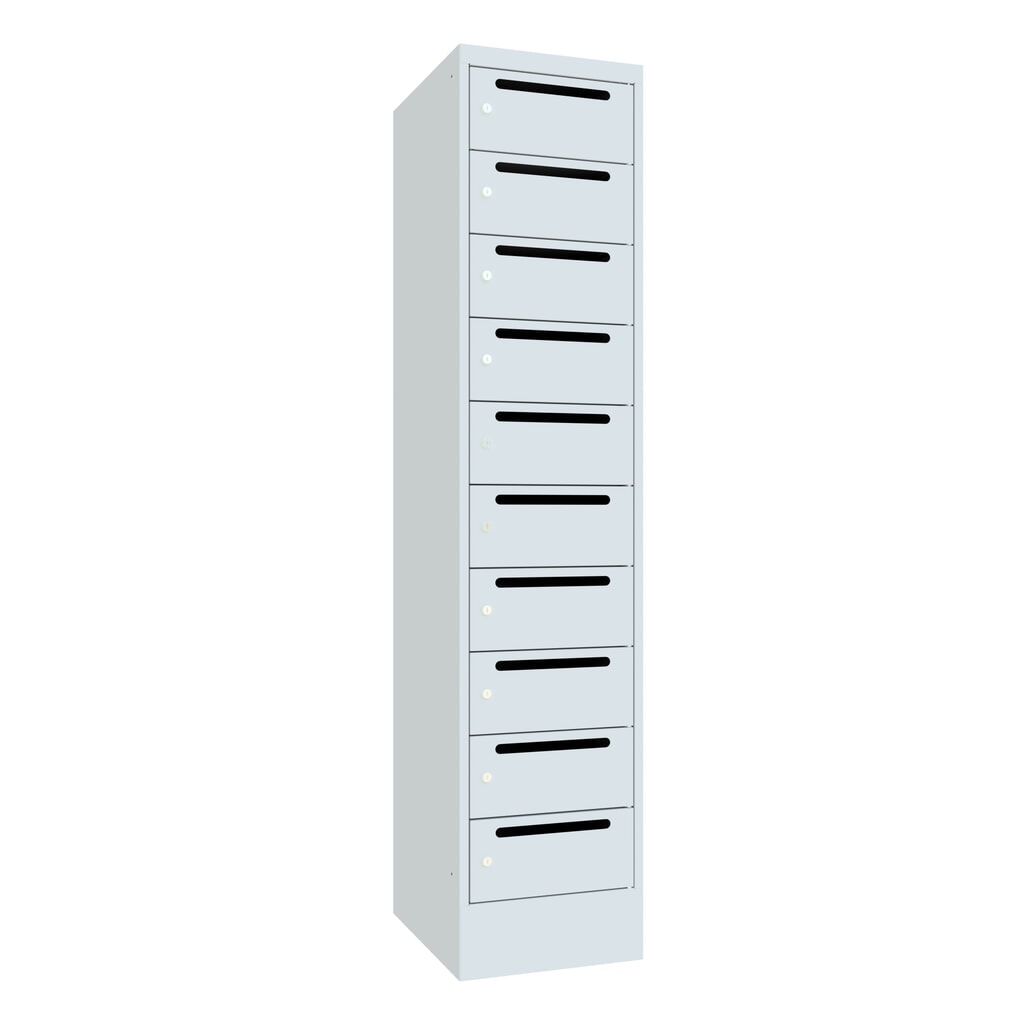 N° de l'image du produit 1 : Meuble de tri du courrier PAVOY, 1 x 10 compartiments, H x l x P 1 850 x 430 x 500 mm, gris clair, gris clair