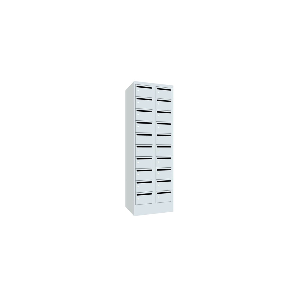 Meuble de tri du courrier PAVOY, 2 x 10 compartiments, H x l x P 1 850 x 630 x 500 mm, gris clair, gris clair N° de l'image du produit 3 : Meuble de tri du courrier PAVOY, 2 x 10 compartiments, H x l x P 1 850 x 630 x 500 mm, gris clair, gris clair