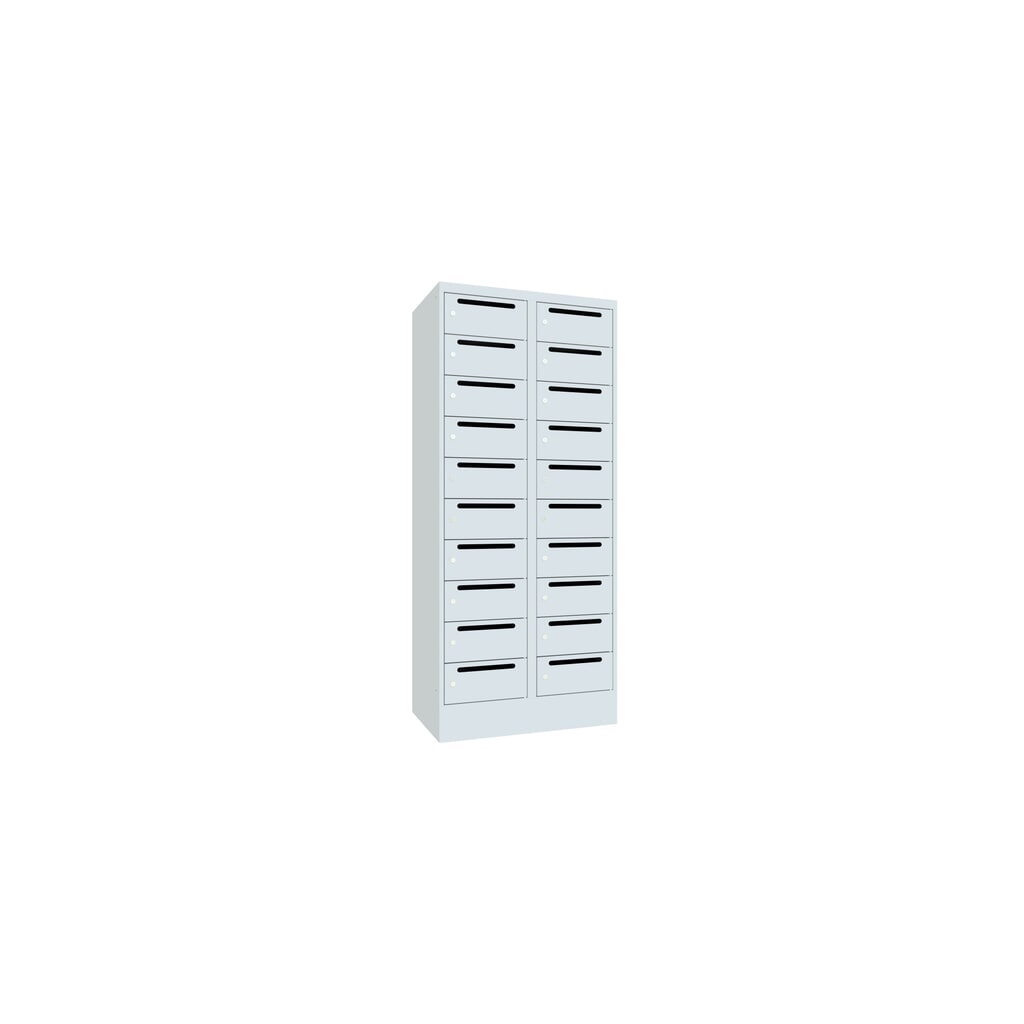 Meuble de tri du courrier PAVOY, 2 x 10 compartiments, H x l x P 1 850 x 830 x 500 mm, gris clair, gris clair N° de l'image du produit 3 : Meuble de tri du courrier PAVOY, 2 x 10 compartiments, H x l x P 1 850 x 830 x 500 mm, gris clair, gris clair
